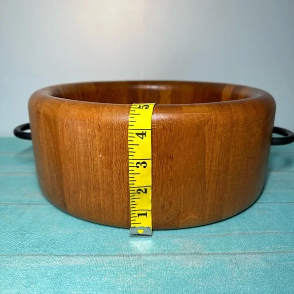Digsmed Design Denmark Teak Wooden Salad/Serving Bowl with Iron Handles